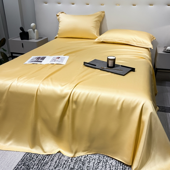 91家纺网 家纺一手货源 找家纺 涵宸家纺2023新款天丝TM纯色-单床单 单床单-锦黄