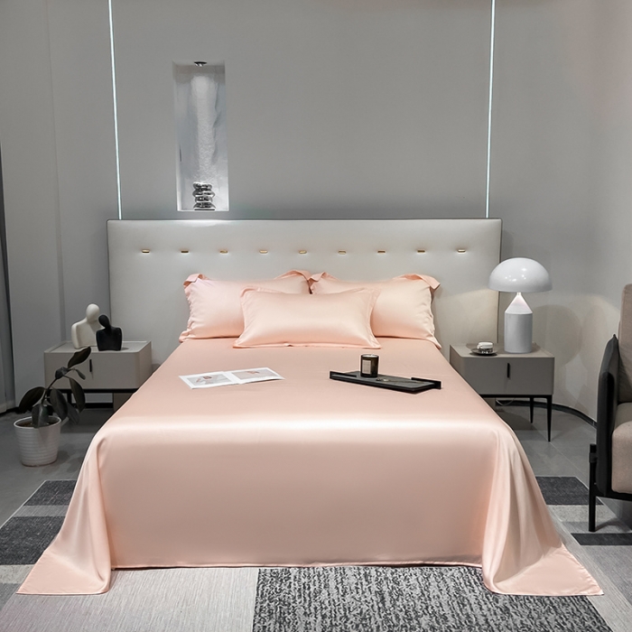 91家纺网 家纺一手货源 找家纺 涵宸家纺2023新款天丝TM纯色-单床单 单床单-蜜桃粉