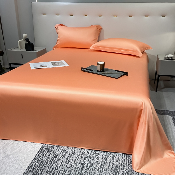91家纺网 家纺一手货源 找家纺 涵宸家纺2023新款天丝TM纯色-单床单 单床单-暖橙