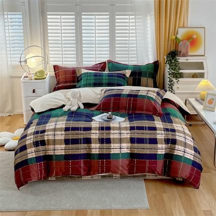 91家纺网 家纺一手货源 找家纺 宝齐莱 2023新款13372全棉印花四件套 摩卡