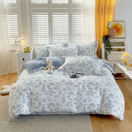 91家纺网 家纺一手货源 找家纺 宝齐莱 2023新款13372全棉印花四件套 挪威森林