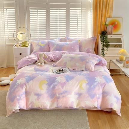 91家纺网 家纺一手货源 找家纺 宝齐莱 2023新款13372全棉印花四件套 星月