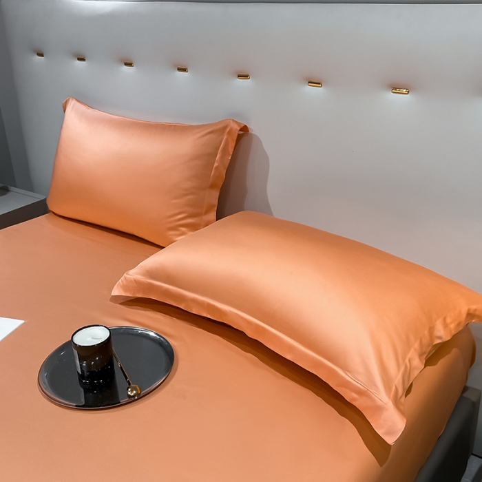 91家纺网 家纺一手货源 找家纺 涵宸家纺 2023新款天丝ᵀᴹ纯色-单枕套 单枕套-暖橙