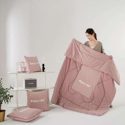 雷娜 2023年新款全棉华夫格系列抱枕被-慢享生活 慢享生活-桃粉