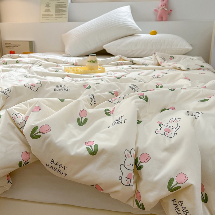 91家纺网 家纺一手货源 找家纺 木堇家居 2023新款针织夏被A类大豆针织棉夏被baby兔