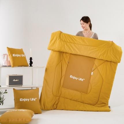 雷娜 2023年新款全棉华夫格系列抱枕被-慢享生活 慢享生活-柠檬黄