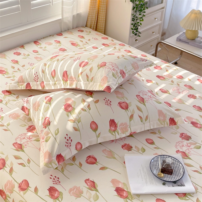 91家纺网 家纺一手货源 找家纺 宝齐莱 2023新款13372全棉印花枕套 玫瑰