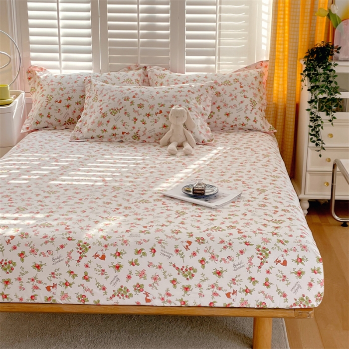 91家纺网 家纺一手货源 找家纺 宝齐莱 2023新款13372全棉印花单床笠 花语