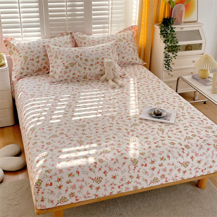 91家纺网 家纺一手货源 找家纺 宝齐莱 2023新款13372全棉印花单床笠 花语