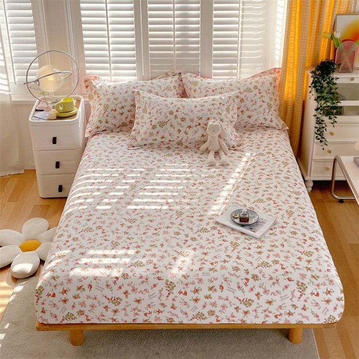 91家纺网 家纺一手货源 找家纺 宝齐莱 2023新款13372全棉印花单床笠 花语