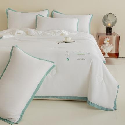 91家纺网 家纺一手货源 找家纺 魅图 2025新款拼边大豆夏被被芯空调被可机洗水洗 珍珠白