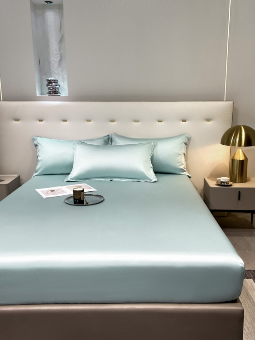 91家纺网 家纺一手货源 找家纺 涵宸 2023新款天丝ᵀᴹ纯色-单床笠 碧海绿