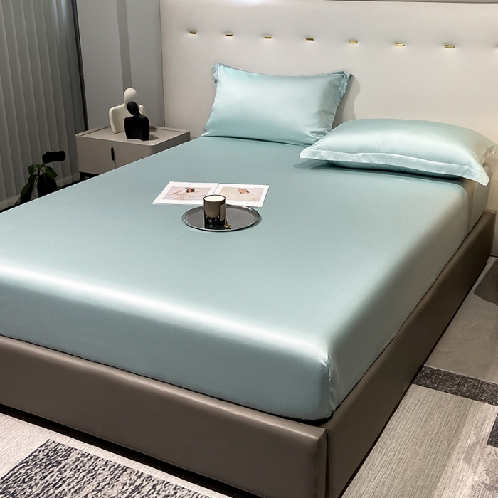 91家纺网 家纺一手货源 找家纺 涵宸 2023新款天丝ᵀᴹ纯色-单床笠 碧海绿