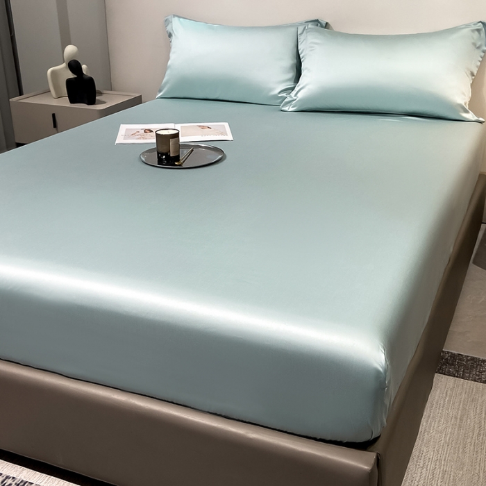 91家纺网 家纺一手货源 找家纺 涵宸 2023新款天丝ᵀᴹ纯色-单床笠 碧海绿