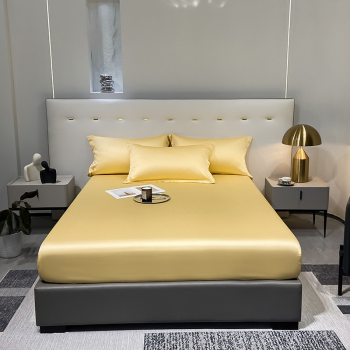 91家纺网 家纺一手货源 找家纺 涵宸 2023新款天丝ᵀᴹ纯色-单床笠 锦黄