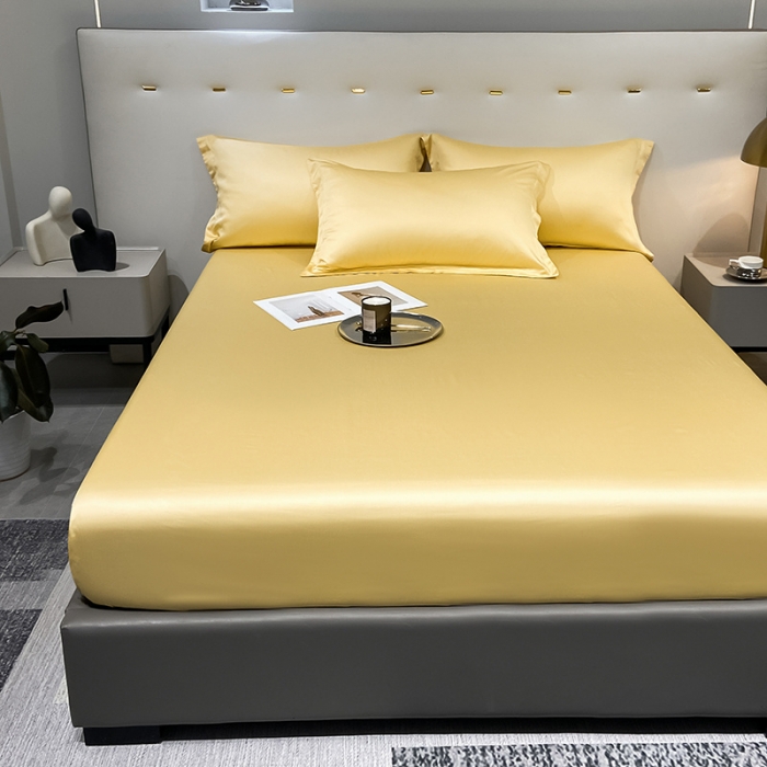 91家纺网 家纺一手货源 找家纺 涵宸 2023新款天丝ᵀᴹ纯色-单床笠 锦黄