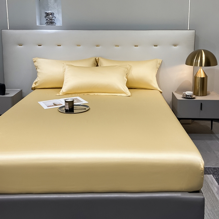 91家纺网 家纺一手货源 找家纺 涵宸 2023新款天丝ᵀᴹ纯色-单床笠 锦黄