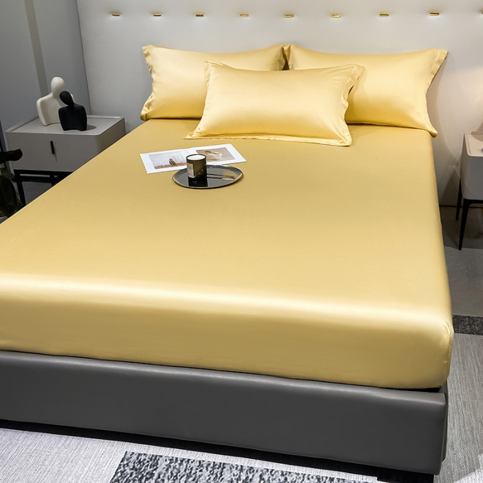 91家纺网 家纺一手货源 找家纺 涵宸 2023新款天丝ᵀᴹ纯色-单床笠 锦黄