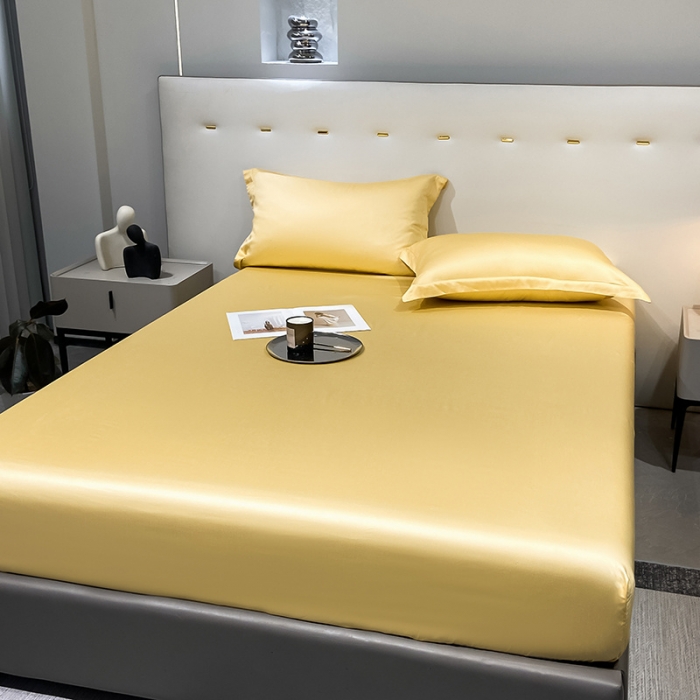 91家纺网 家纺一手货源 找家纺 涵宸 2023新款天丝ᵀᴹ纯色-单床笠 锦黄