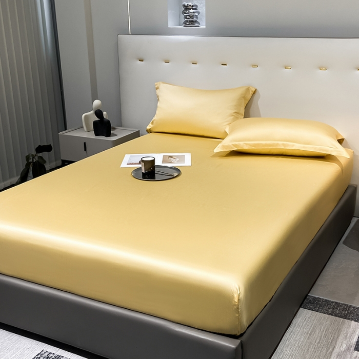 91家纺网 家纺一手货源 找家纺 涵宸 2023新款天丝ᵀᴹ纯色-单床笠 锦黄