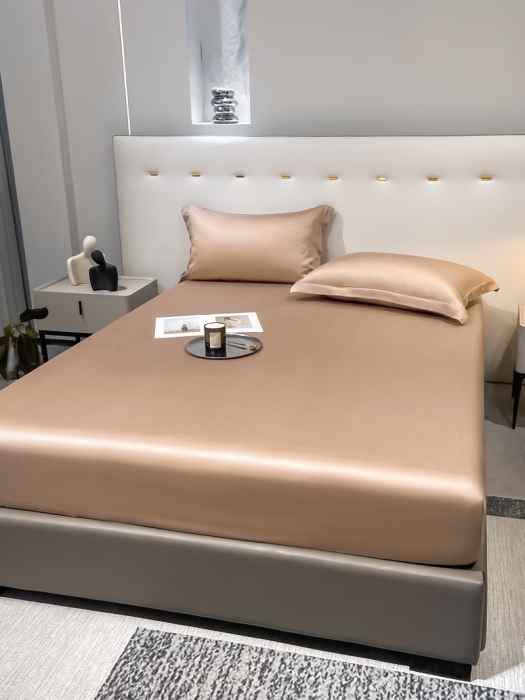 91家纺网 家纺一手货源 找家纺 涵宸 2023新款天丝ᵀᴹ纯色-单床笠 可可棕