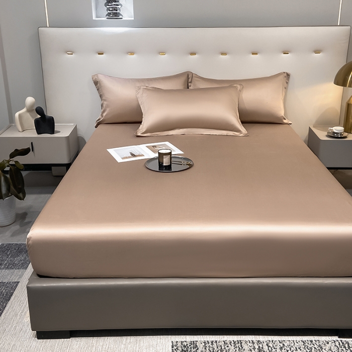 91家纺网 家纺一手货源 找家纺 涵宸 2023新款天丝ᵀᴹ纯色-单床笠 可可棕