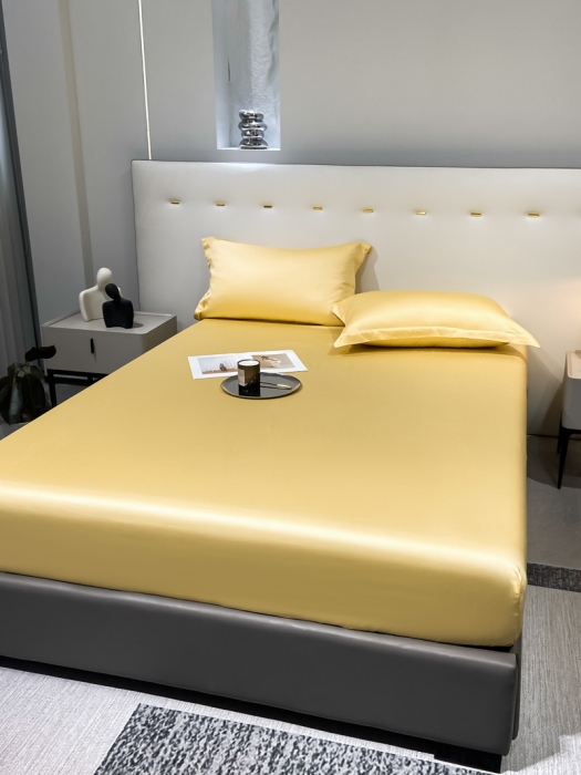 91家纺网 家纺一手货源 找家纺 涵宸 2023新款天丝ᵀᴹ纯色-单床笠 锦黄