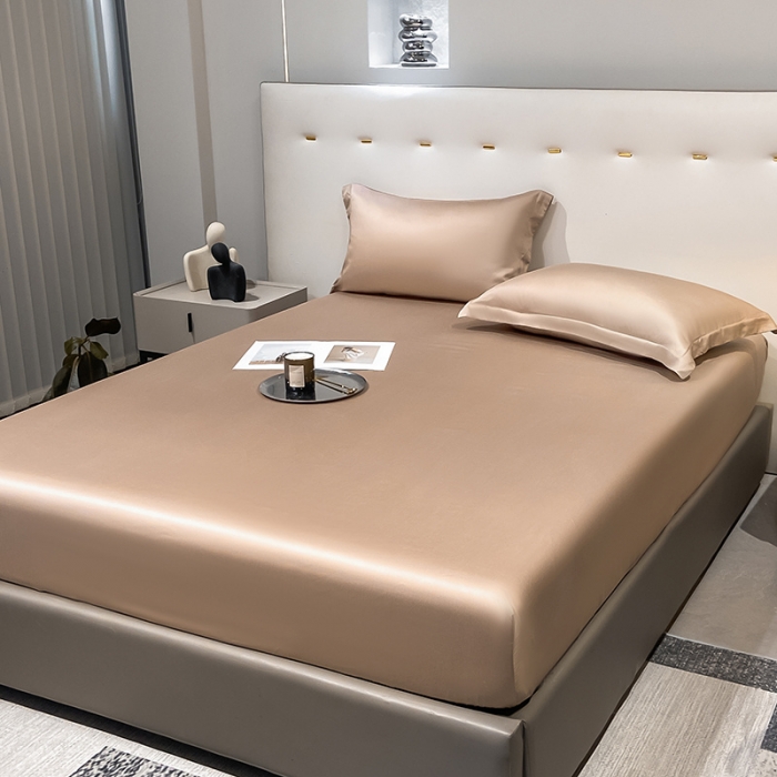 91家纺网 家纺一手货源 找家纺 涵宸 2023新款天丝ᵀᴹ纯色-单床笠 可可棕