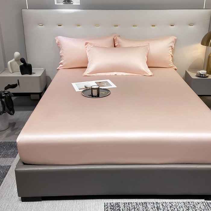 91家纺网 家纺一手货源 找家纺 涵宸 2023新款天丝ᵀᴹ纯色-单床笠 蜜桃粉