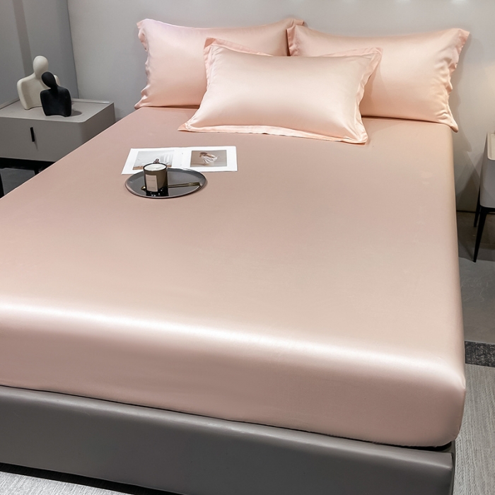 91家纺网 家纺一手货源 找家纺 涵宸 2023新款天丝ᵀᴹ纯色-单床笠 蜜桃粉