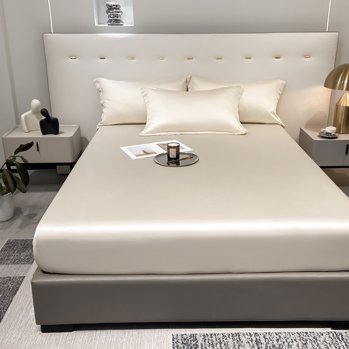 91家纺网 家纺一手货源 找家纺 涵宸 2023新款天丝ᵀᴹ纯色-单床笠 奶昔