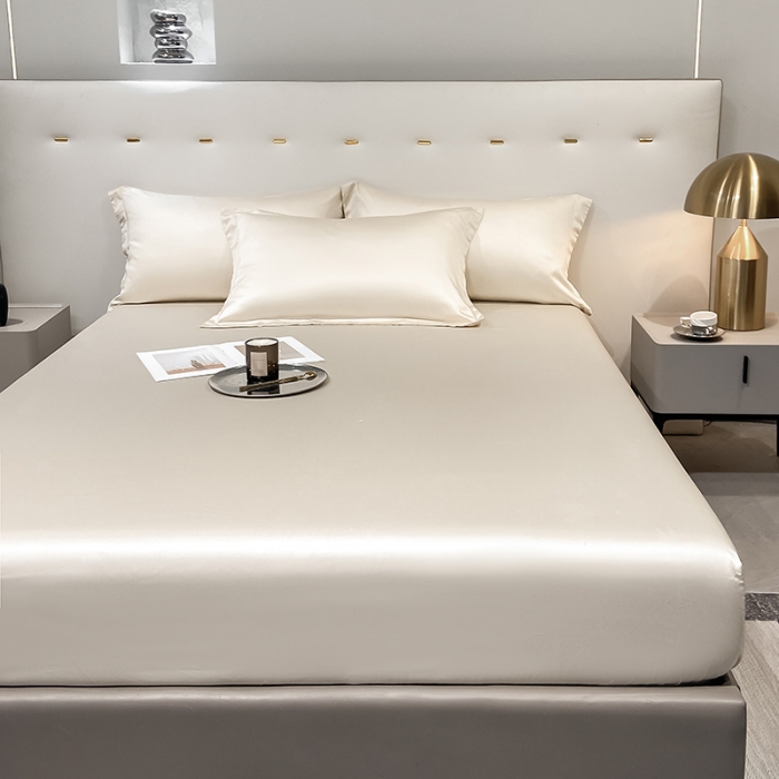 91家纺网 家纺一手货源 找家纺 涵宸 2023新款天丝ᵀᴹ纯色-单床笠 奶昔