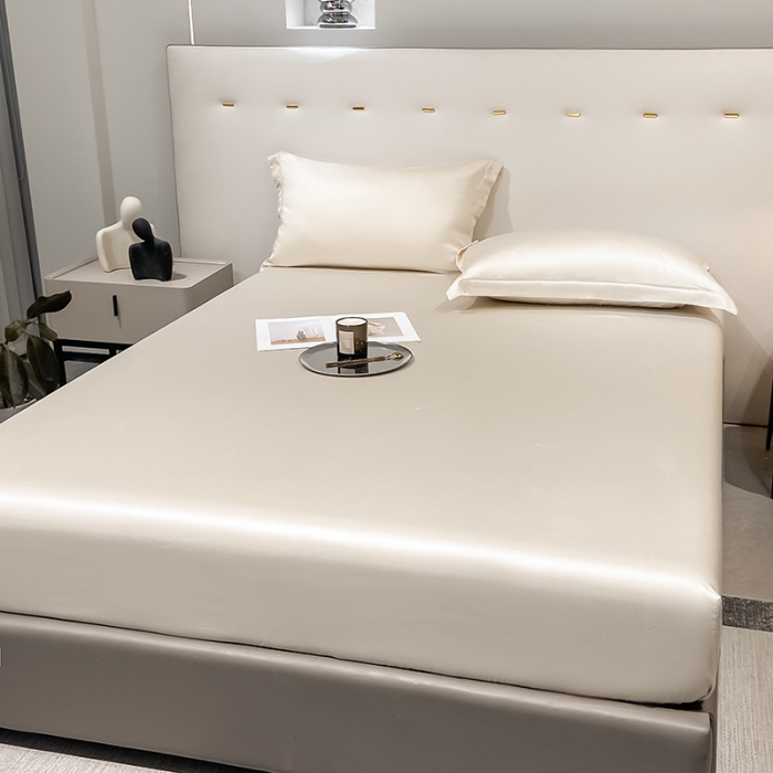 91家纺网 家纺一手货源 找家纺 涵宸 2023新款天丝ᵀᴹ纯色-单床笠 奶昔