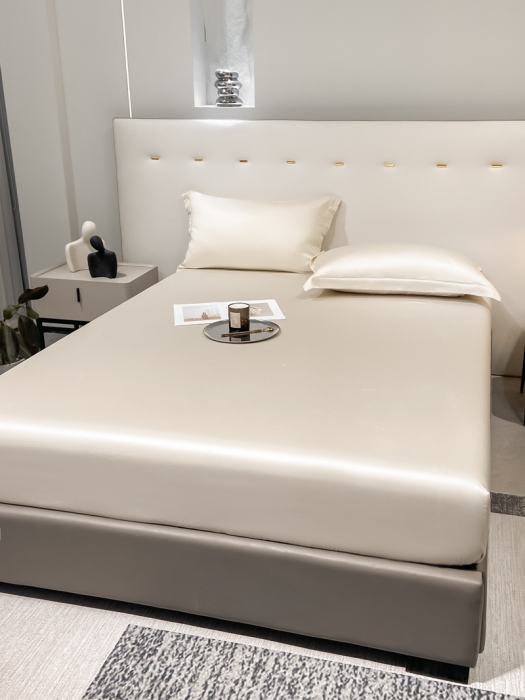 91家纺网 家纺一手货源 找家纺 涵宸 2023新款天丝ᵀᴹ纯色-单床笠 奶昔