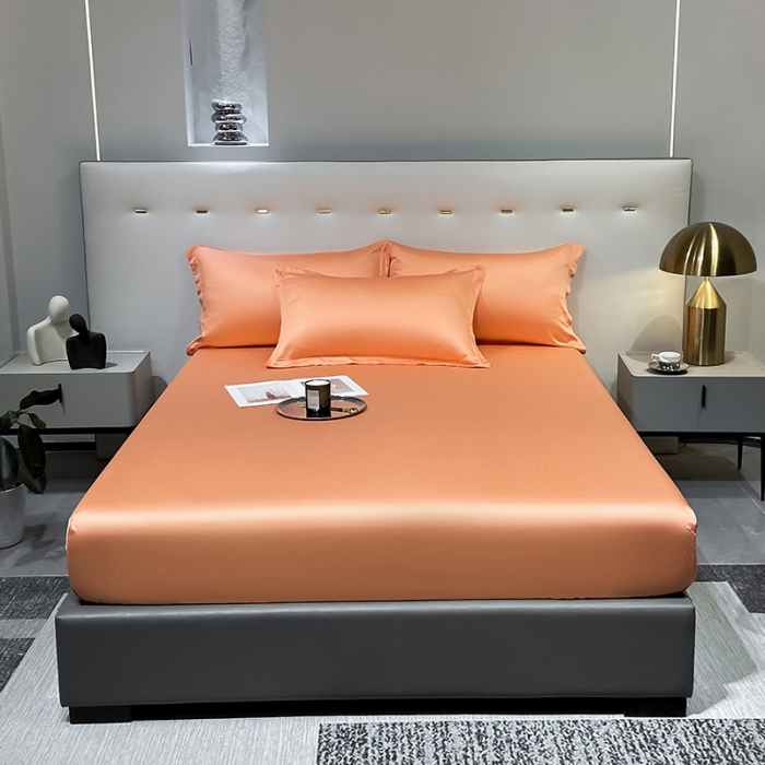 91家纺网 家纺一手货源 找家纺 涵宸 2023新款天丝ᵀᴹ纯色-单床笠 暖橙