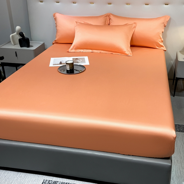 91家纺网 家纺一手货源 找家纺 涵宸 2023新款天丝ᵀᴹ纯色-单床笠 暖橙