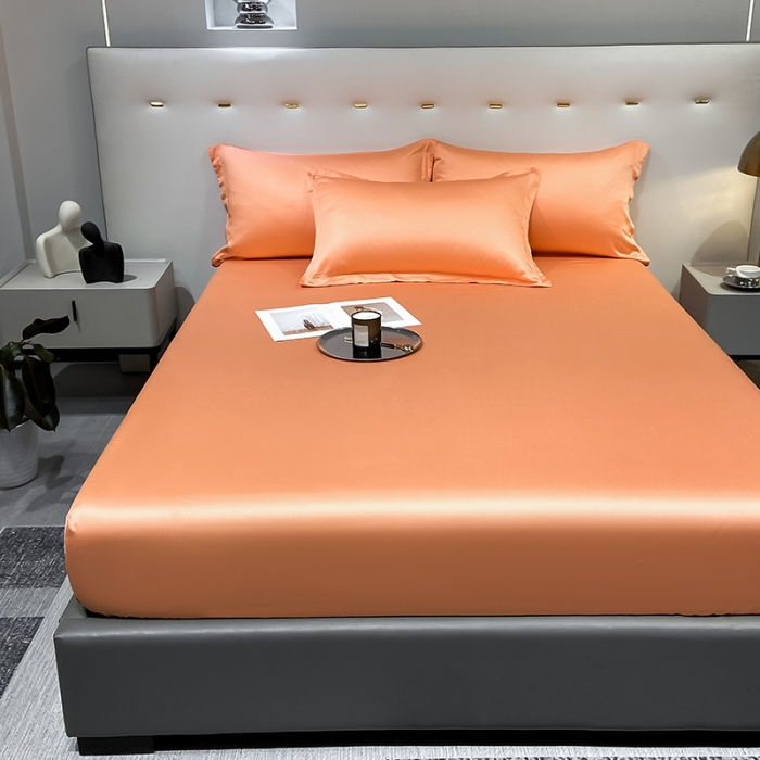 91家纺网 家纺一手货源 找家纺 涵宸 2023新款天丝ᵀᴹ纯色-单床笠 暖橙