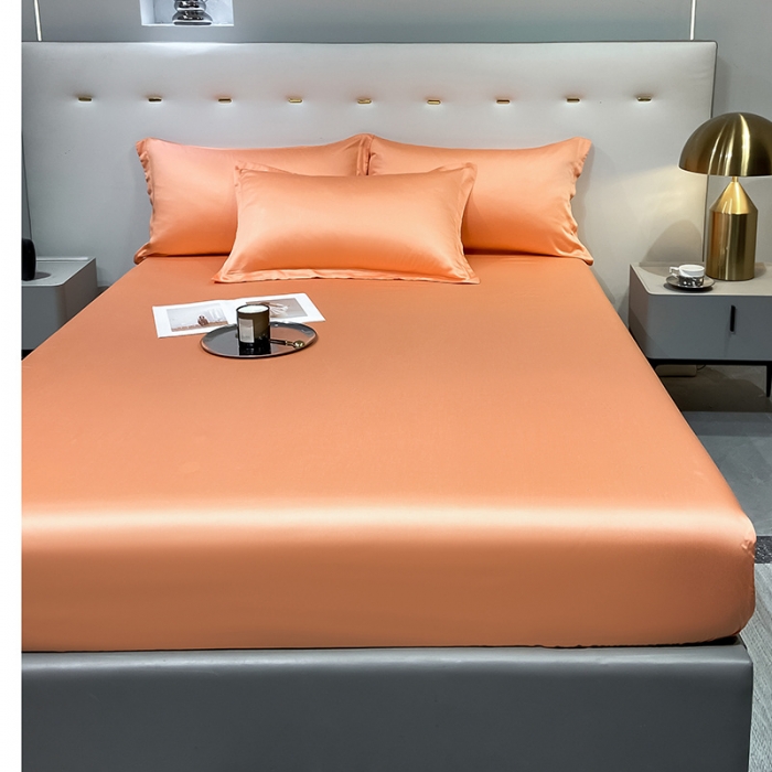 91家纺网 家纺一手货源 找家纺 涵宸 2023新款天丝ᵀᴹ纯色-单床笠 暖橙