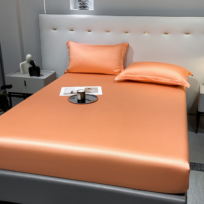 91家纺网 家纺一手货源 找家纺 涵宸 2023新款天丝ᵀᴹ纯色-单床笠 暖橙