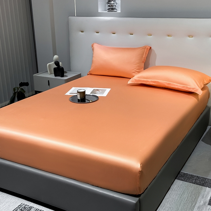 91家纺网 家纺一手货源 找家纺 涵宸 2023新款天丝ᵀᴹ纯色-单床笠 暖橙