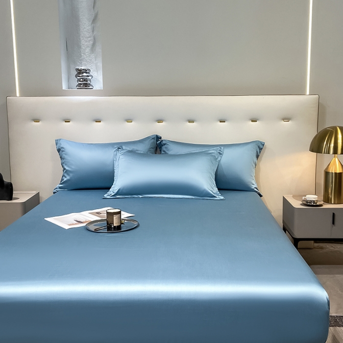 91家纺网 家纺一手货源 找家纺 涵宸 2023新款天丝ᵀᴹ纯色-单床笠 深海蓝