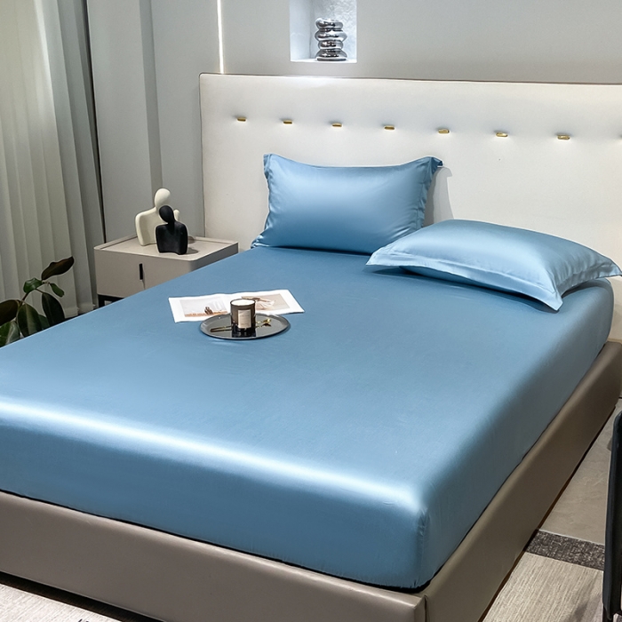 91家纺网 家纺一手货源 找家纺 涵宸 2023新款天丝ᵀᴹ纯色-单床笠 深海蓝