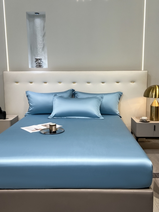 91家纺网 家纺一手货源 找家纺 涵宸 2023新款天丝ᵀᴹ纯色-单床笠 深海蓝