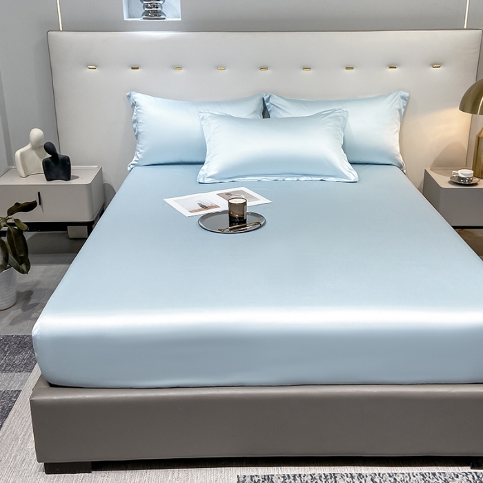 91家纺网 家纺一手货源 找家纺 涵宸 2023新款天丝ᵀᴹ纯色-单床笠 晴天兰