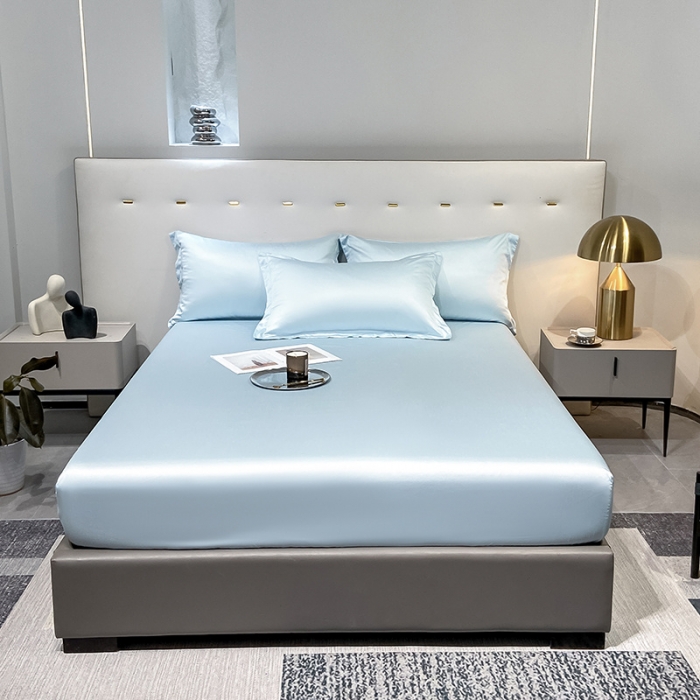 91家纺网 家纺一手货源 找家纺 涵宸 2023新款天丝ᵀᴹ纯色-单床笠 晴天兰