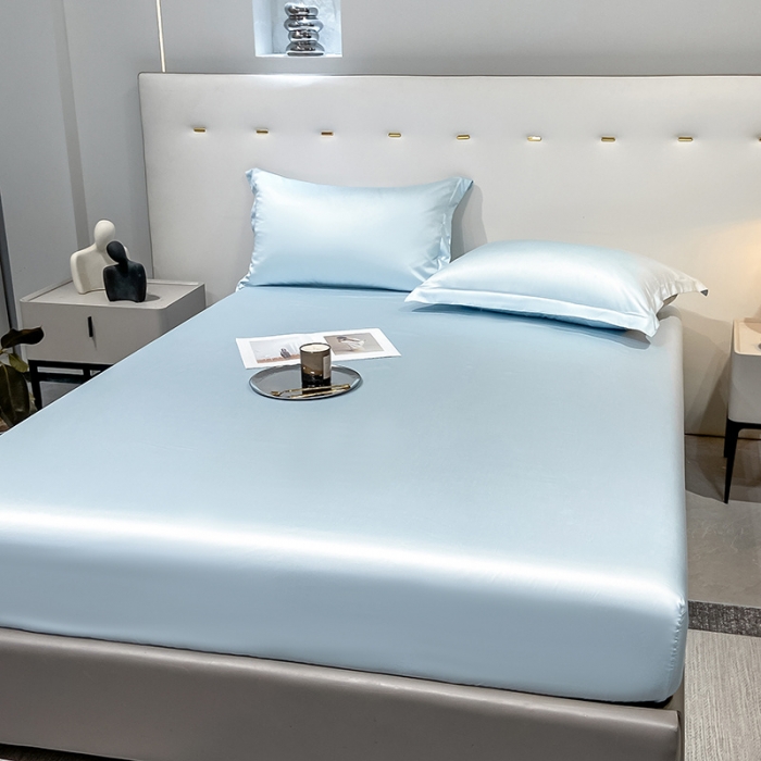 91家纺网 家纺一手货源 找家纺 涵宸 2023新款天丝ᵀᴹ纯色-单床笠 晴天兰