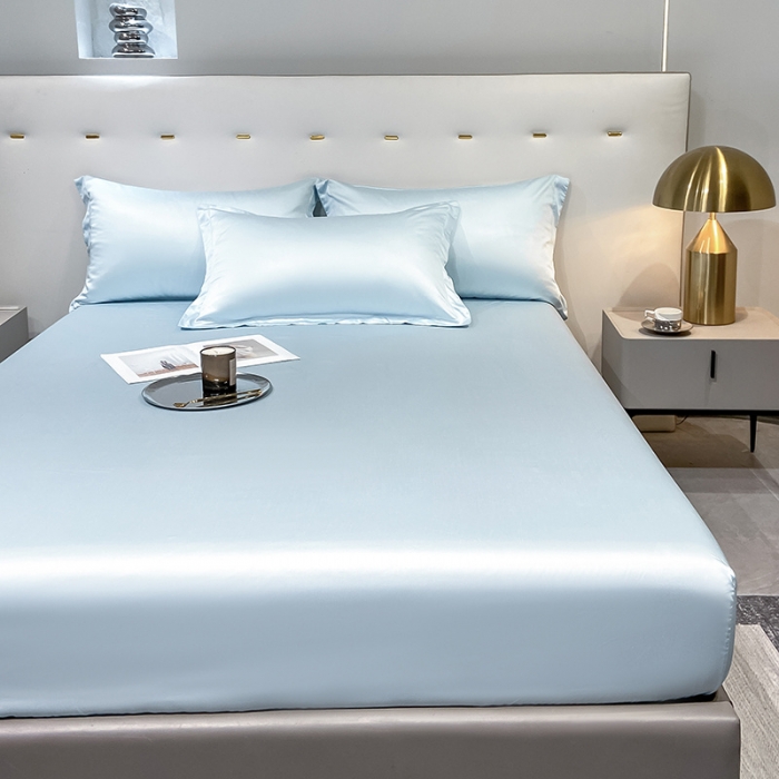 91家纺网 家纺一手货源 找家纺 涵宸 2023新款天丝ᵀᴹ纯色-单床笠 晴天兰