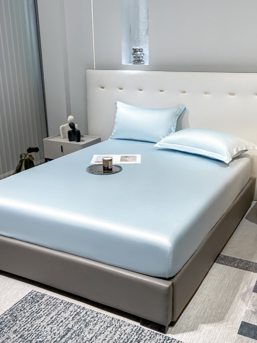 91家纺网 家纺一手货源 找家纺 涵宸 2023新款天丝ᵀᴹ纯色-单床笠 晴天兰