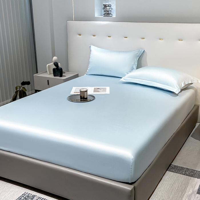 91家纺网 家纺一手货源 找家纺 涵宸 2023新款天丝ᵀᴹ纯色-单床笠 晴天兰