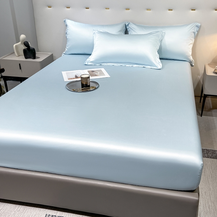 91家纺网 家纺一手货源 找家纺 涵宸 2023新款天丝ᵀᴹ纯色-单床笠 晴天兰